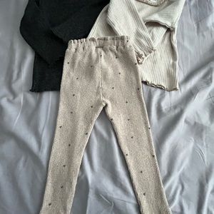 Zara kids cream grey heart bottoms